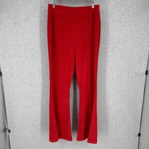 Aerie Groove On Ribbed High Waisted Velour Flare Pant Size M Red Pull On Stretch